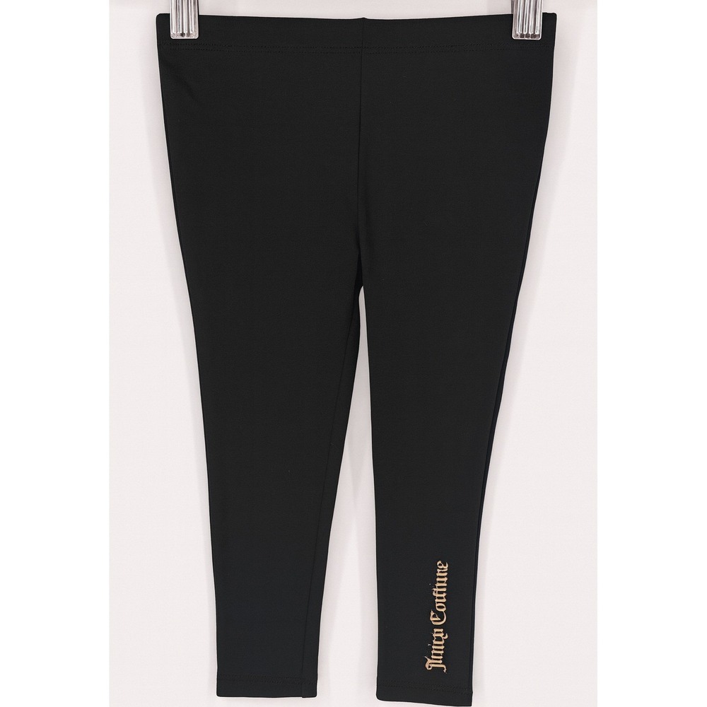 Juicy‎ Couture Girls Leggings 3T Black Gold Logo Stretch Knit Pants NWOT